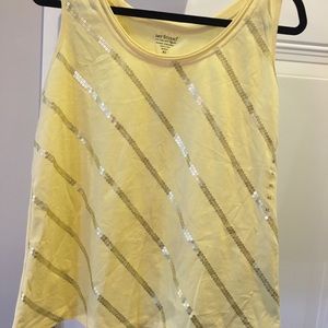 New BAY STUDIO Yellow Sequin Sleeveless Tank Top Size XL
